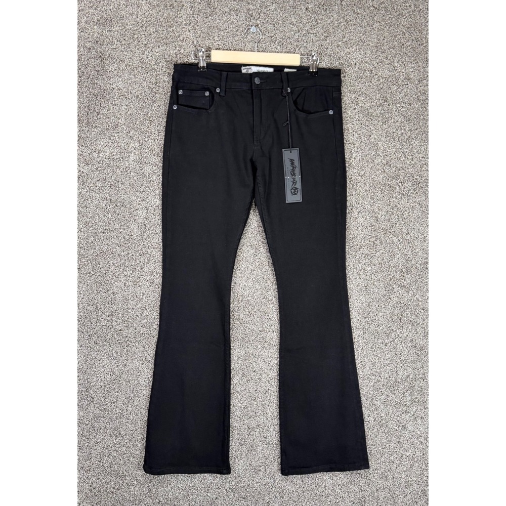 Wornstar Hellraiser Jeans Mens 34/34 Black Denim Slim Bootcut Stretch Punk Rock